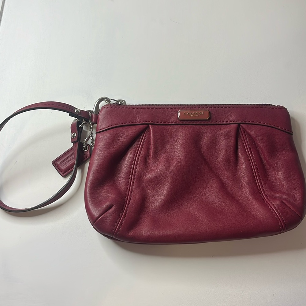COACH Red Leather Wristlet Wallet